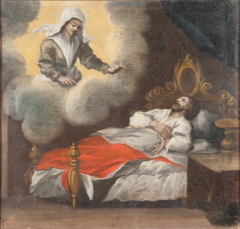 35-Bott. toscana sec. XVIII, Sanza Zita appare ad un ammalato dipinto-beweb